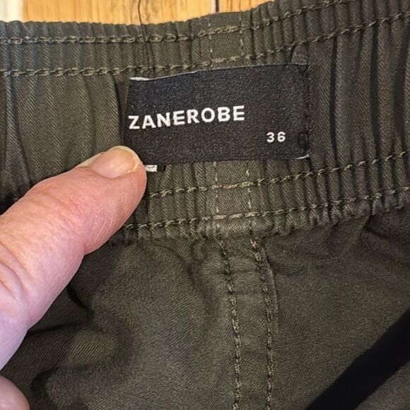 Zanerobe Men's Army Green Drawstring Shorts Elastic Waist Inseam 5” Size 36 - Picture 4 of 9